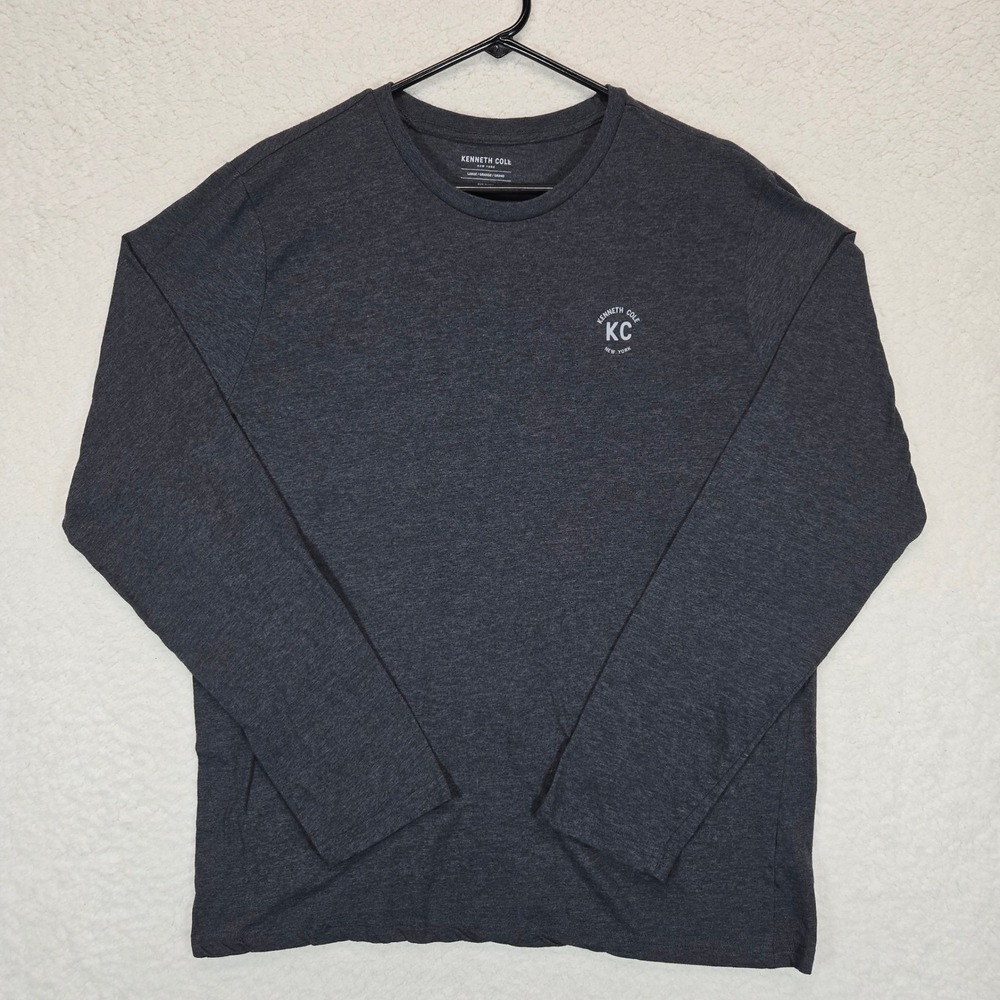 Kenneth Cole New York Mens Long Sleeve T Shirt KC Logo Dark Gray Size Large